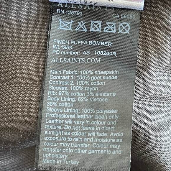 Allsaints Finch Bomber Shearling Jacket Green Sz 0 - Picture 8 of 8